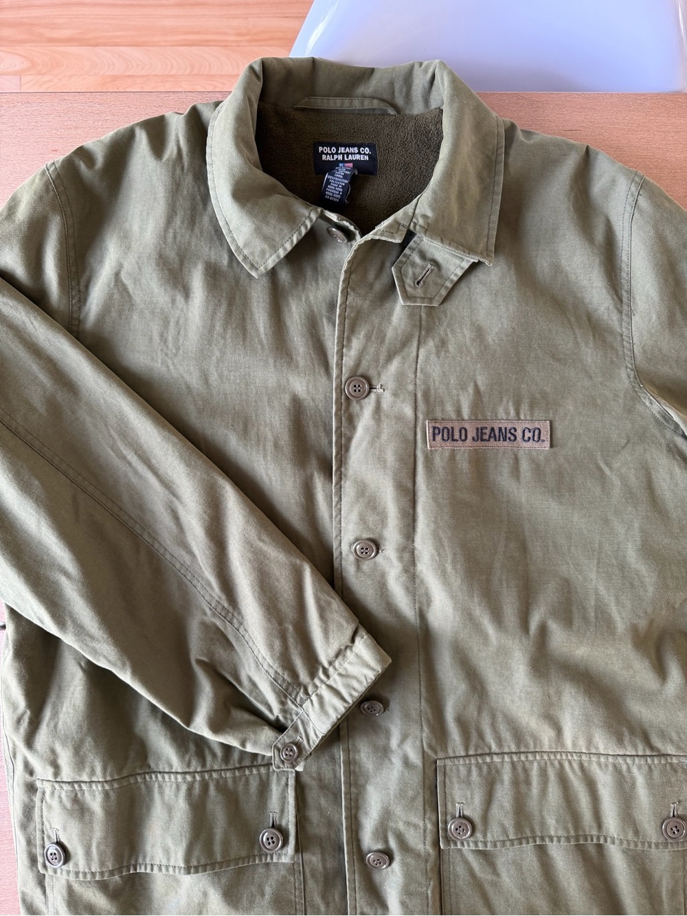 POLO RALPH LAUREN JEANS Fleece Lined Classic Green Long Utility Jacket, Men’s M